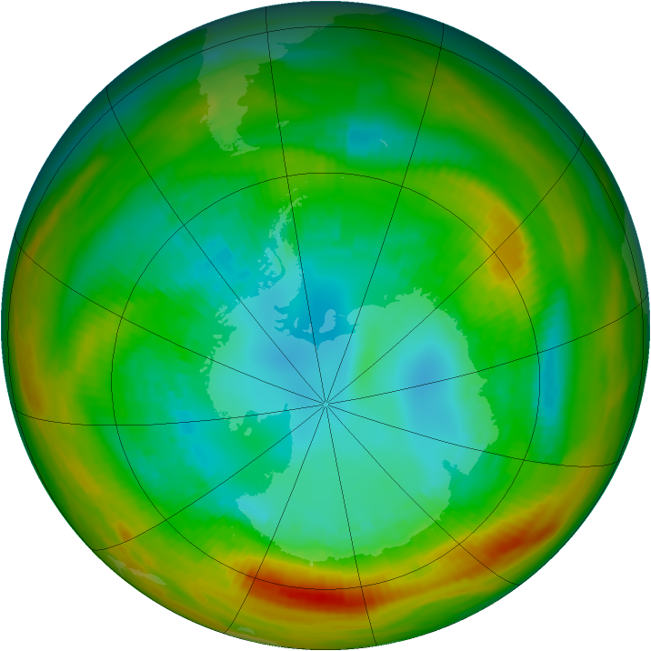 Antarctic ozone map for 21 August 1979
